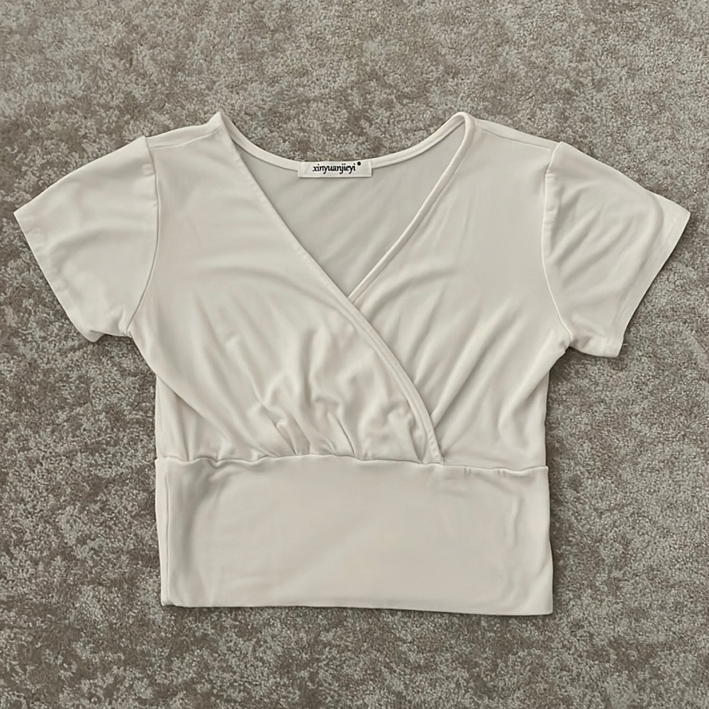 White Crossover Crop Top